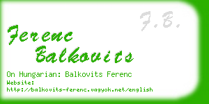 ferenc balkovits business card